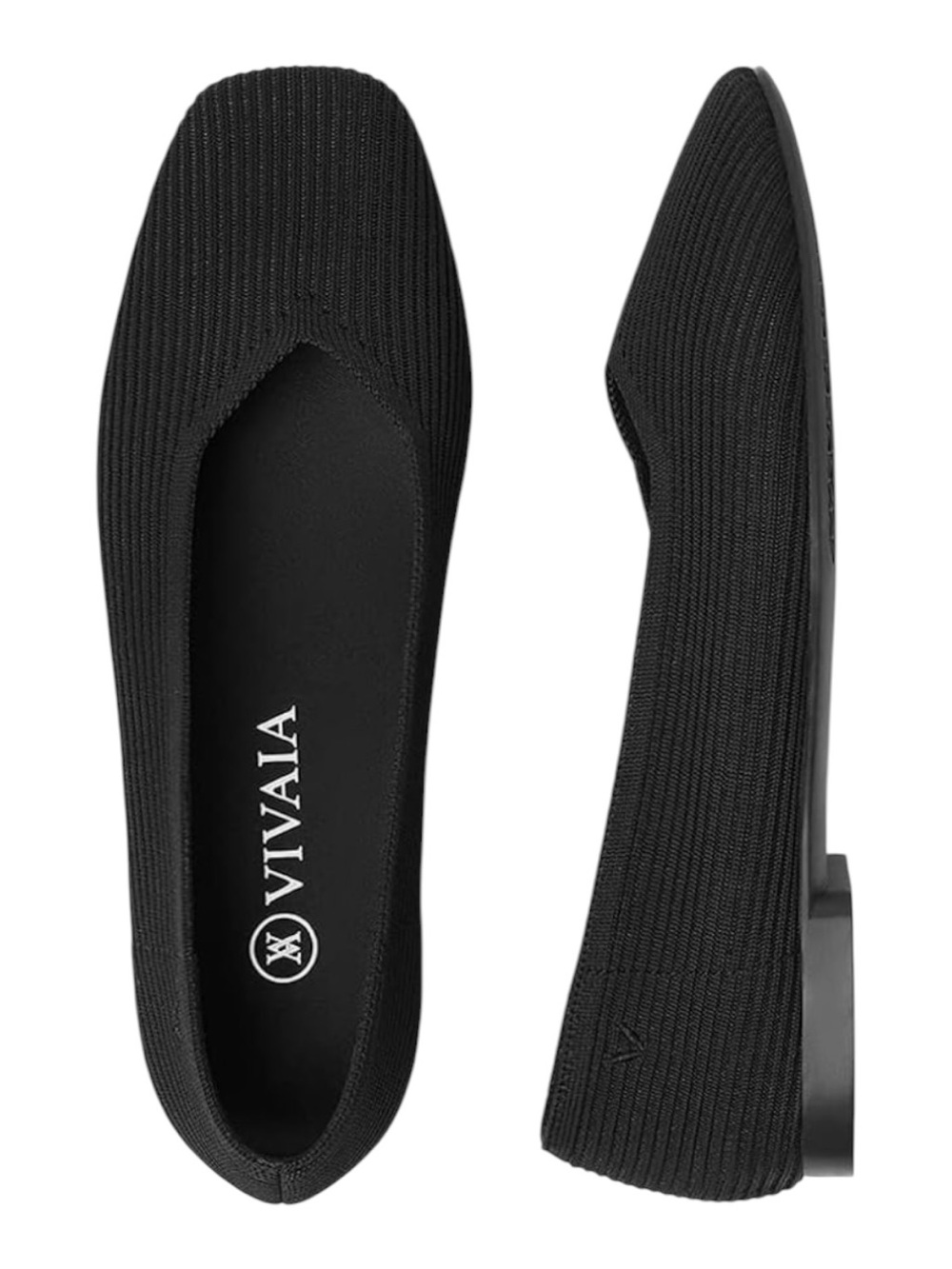 NEW Vivaia Margot 2.0 Square Toe V Cut Flats Black Size 38.5 Women’s Size 7.5